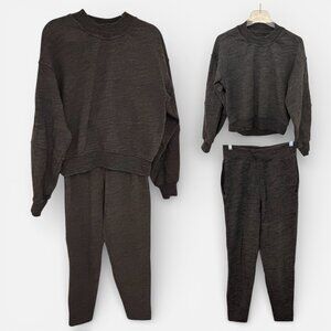 Lululemon Matching Set Heathered Dark Grey Jogger Sweatshirt Athleisure Size 4/6